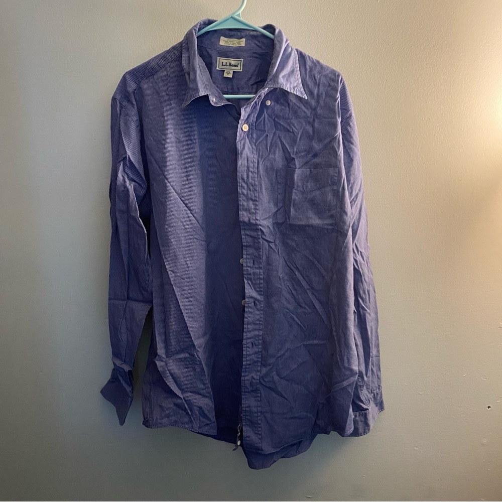 L.L. Bean Men’s Button-Up Shirt 17.5 – Blue Checkered